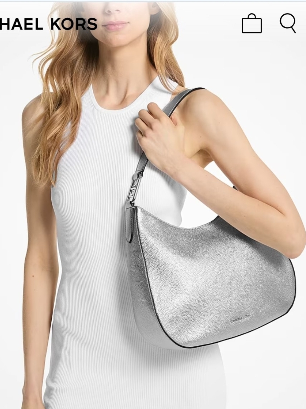 NWOT MICHAEL Michael Kors Kensington Large Metallic Leather Hobo Shoulder Bag